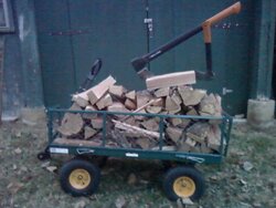 Cutting with  Modded Sawbuck- Spilitting  Firewood with Tires, 12-28-13 (9).jpg