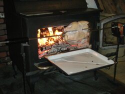 Cooking on a soapstone stove.