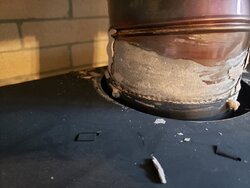 Stove cement and discolored liner