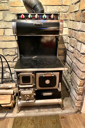 Unknown older double sided, double door wood stove manufacturer similar to Fisher type design