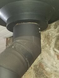 Hooking stove pipe to ceiling support