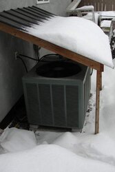 Heat pump getting covered with snow/ice