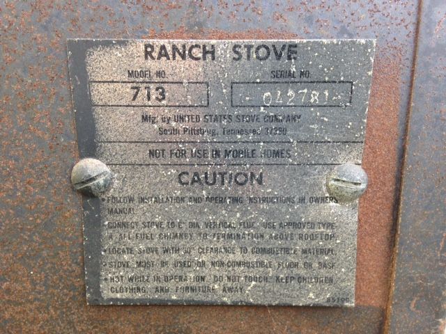 713 Ranch Stove Name plate