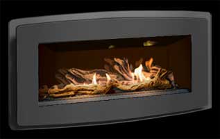 Pacific Energy Esprit Contemporary Gas Fireplace with Driftwood Logs