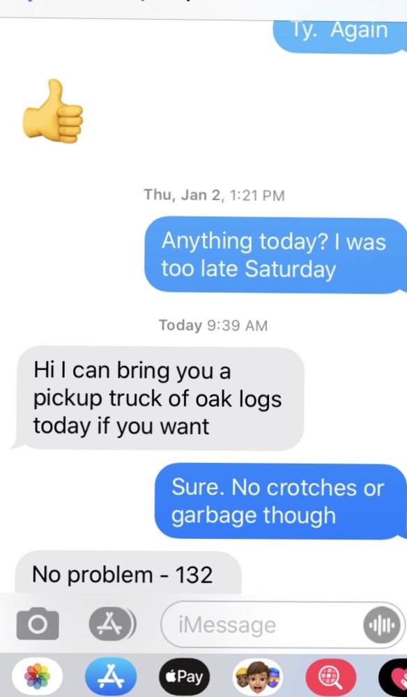 Not a bad text from tree guy