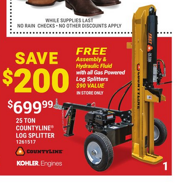 $200 off County Line 25 Ton On Sale At TSC $899.00