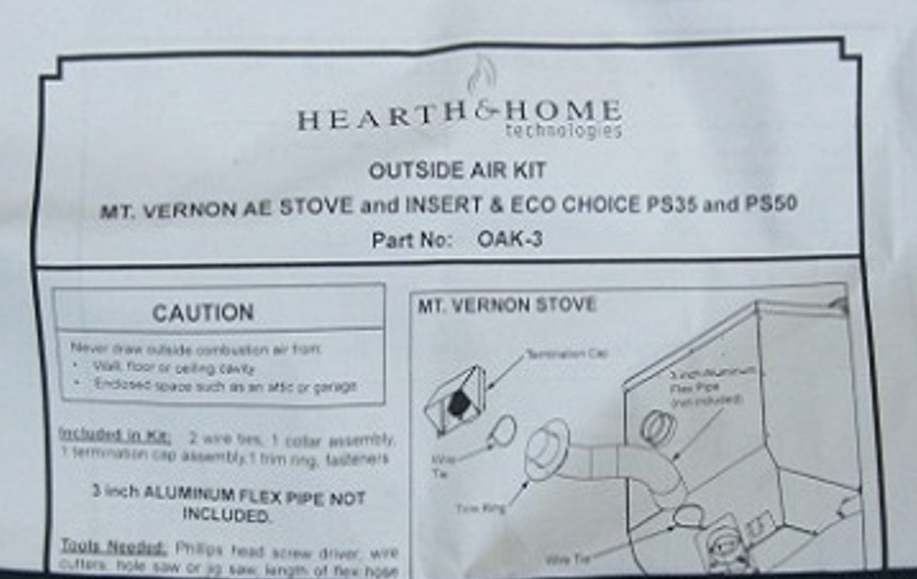 Mt Vernon AE Freestanding - Outside Air Kit OAK Pictures?