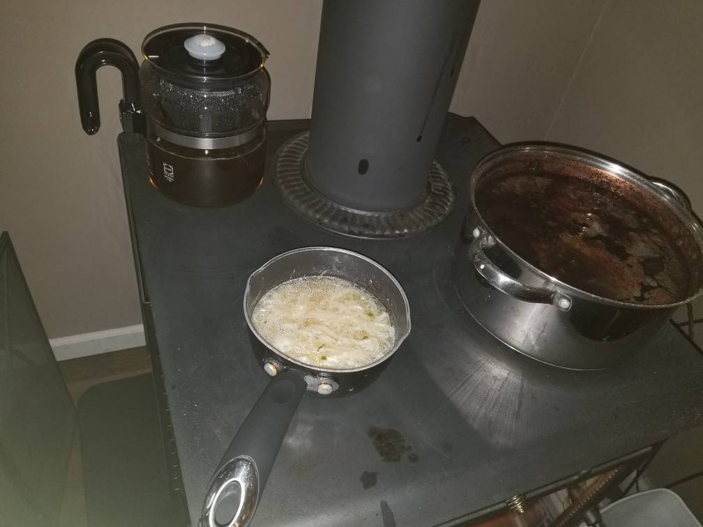 Cooking on wood stove