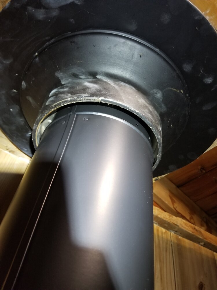 New Homeowners trying to install double wall Duravent stovepipe into an existing Selkirk Attic Shield.