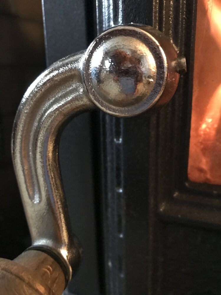 Bottom pin on stove door hinge creeping up
