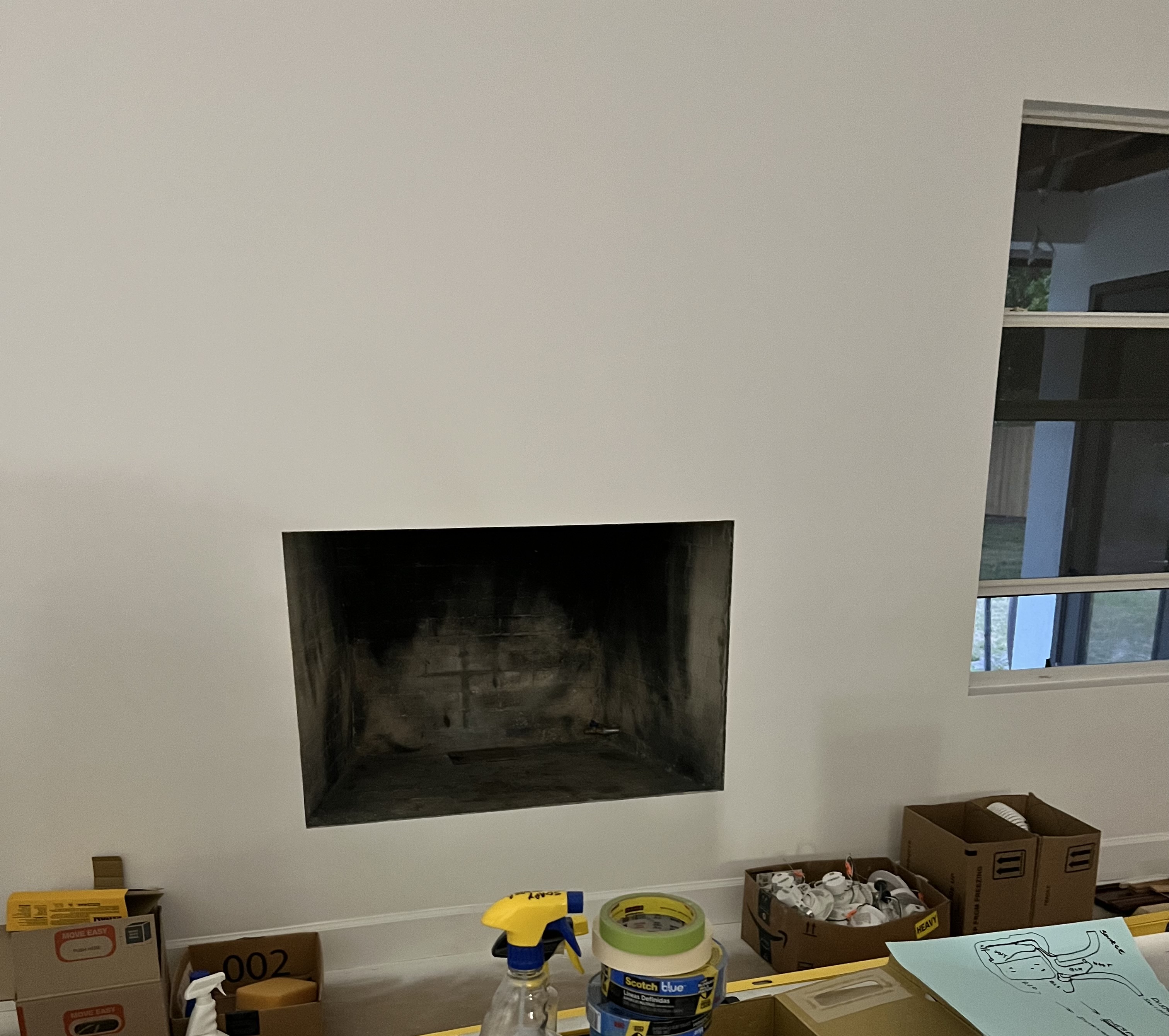 1950s Concrete Block Fireplace with Missing Stack Above Roofline