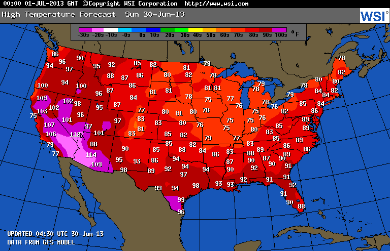 Record heat in the west...