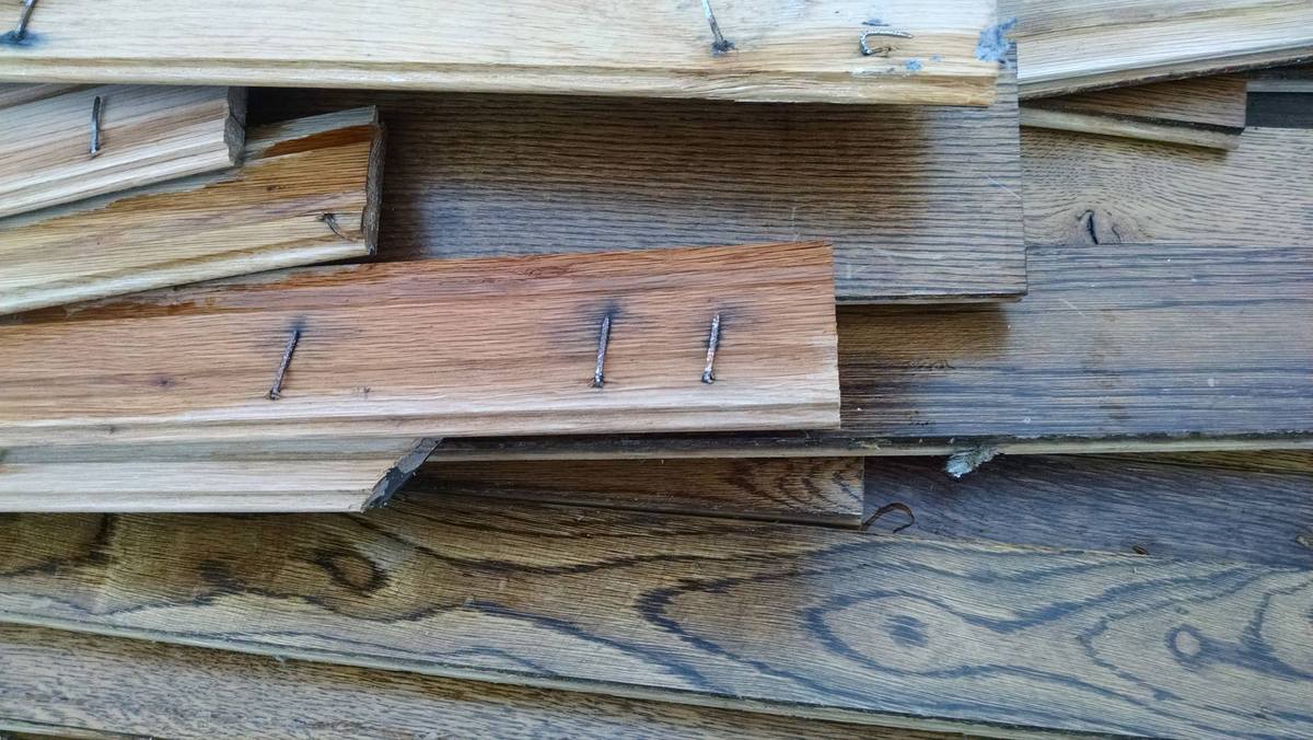 How to repurpose this water-damaged oak wood flooring?