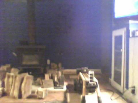 Indoor wood splitting!