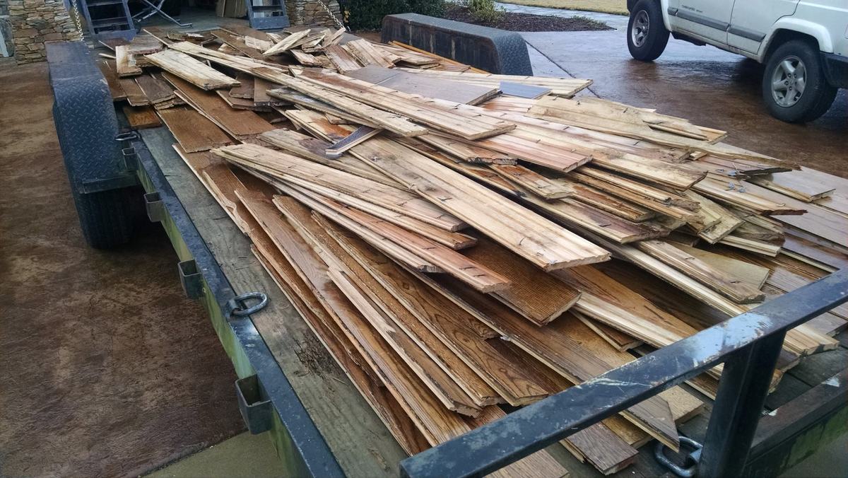 How to repurpose this water-damaged oak wood flooring?
