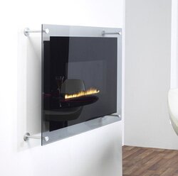 Check THIS out:  Wall mounted ventless glass fireplace