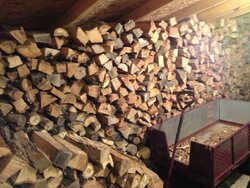 Stocking the wood shed