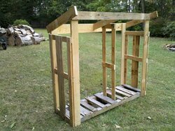 Built a mini wood shed, deck rack today