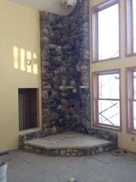 [Hearth.com] New field stone hearth built Isle Royale soon to come !