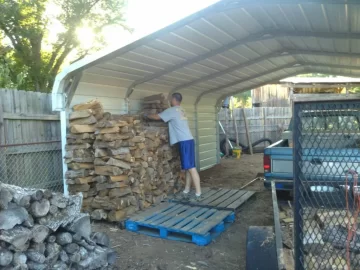 [Hearth.com] My new woodshed installed last week.