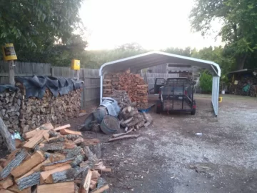 [Hearth.com] My new woodshed installed last week.