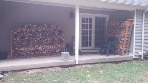 [Hearth.com] Stacking for burning access -too close to the house?