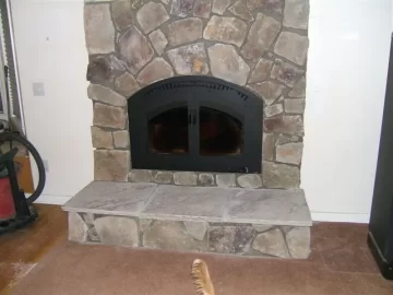 [Hearth.com] stone Installation around new wood burning fireplace