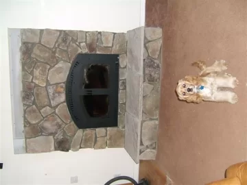 [Hearth.com] stone Installation around new wood burning fireplace