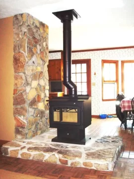 [Hearth.com] stone Installation around new wood burning fireplace