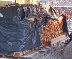 suburban woodpile handling