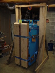 tips/tricks for moving 550# wood furnace down old farm house stairs?