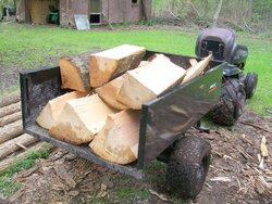 Dump cart for firewood hauling.