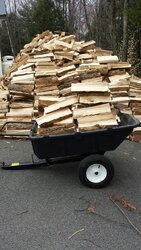 Dump cart for firewood hauling.