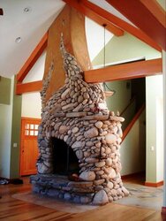 Creative stone fireplace