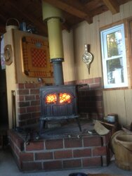 Old Vermont Castings Intrepid Stove in cottage I bought