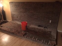 New brick hearth with old Lopi wood stove