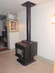 Here's the finished installation of Mom's wood stove