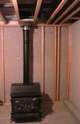 8 inch pipe and chimney installation for basement stove