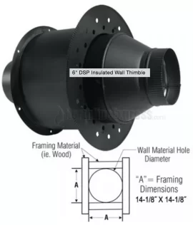 [Hearth.com] Zero clearance wall thimble for single wall stove pipe
