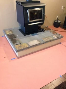 [Hearth.com] Raised Hearth, slate application