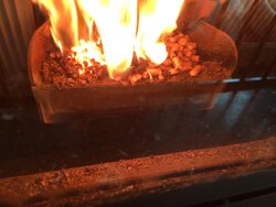 Burnpot filled with pellets