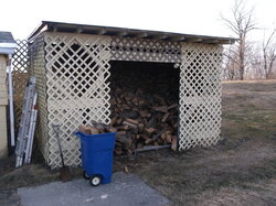 Wood shed near miss