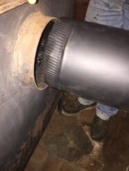 Old timberline connecting  stove to stovepipe issue