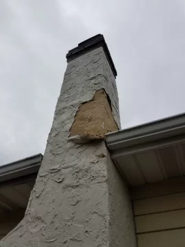 [Hearth.com] Chimney Stucco Peeling?  Okay for Wood Stove Insert?