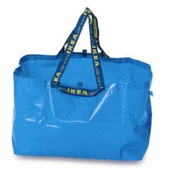 Getting the wood inside the house: IKEA bags
