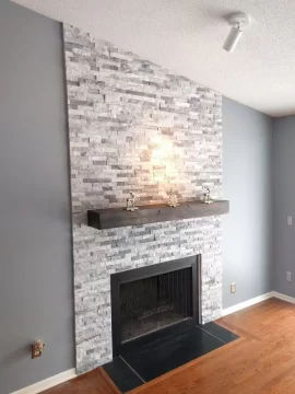 [Hearth.com] Installing Stone Veneer on Wall with Fireplace