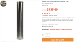 Shasta Vent Double Wall Stainless Chimney pipe?