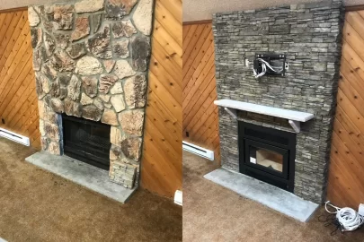 Installed: Kozy Z42 Fireplace  (lots of install pics)