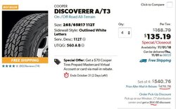 Tires: Deal ends 10/31 Cooper A/T3's