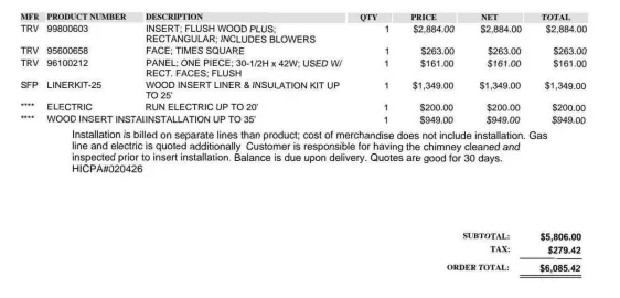 [Hearth.com] Cost for flush wood insert install? Linerkit? Accessories?